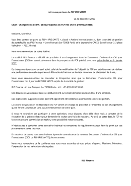 Lettre aux porteurs IRIS Santé