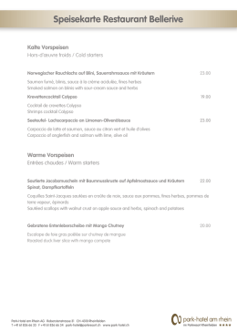 Speisekarte Restaurant Bellerive