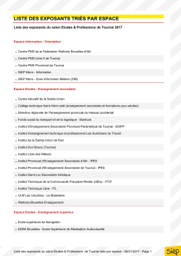 liste des exposants triés par espace