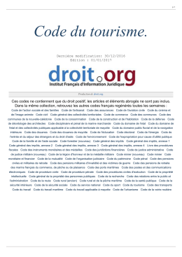 Code du tourisme. - Codes pour Droit.org