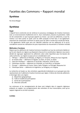 Facettes des Commons &ndash; Rapport mondial