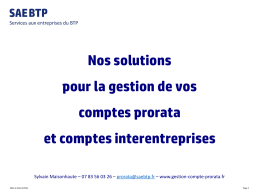 SAEBTP - Gestion de comptes prorata et de comptes interentreprises