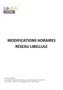 modifications horaires reseau libellule au 03 janvier