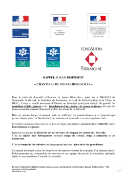 rappel sur le dispositif « chantiers de jeunes