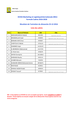 Résultats des entretiens DCESS (Formule des