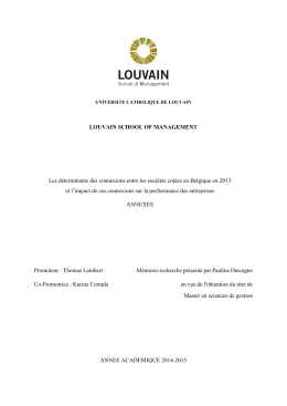 LOUVAIN SCHOOL OF MANAGEMENT Les déterminants