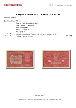 Pologne, 20 Marek, 1919, 1919-08-23, KM:26, TB