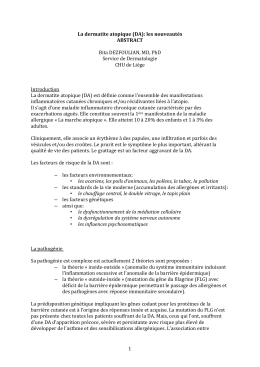 La dermatite atopique , les nouveautés