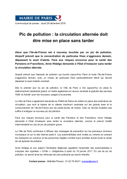Pic de pollution : la circulation altern&eacute;e doit &ecirc;tre mise en