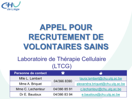 APPEL POUR RECRUTEMENT DE VOLONTAIRES SAINS