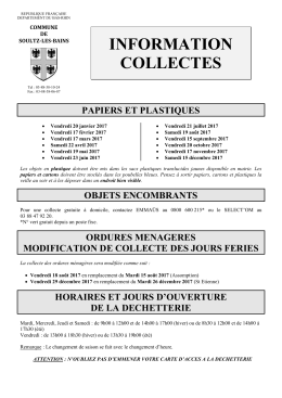 Calendrier des collectes 2017 - Soultz-les