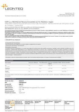 5.40% pa Multi Barrier Reverse Convertible sur Or