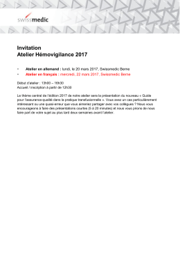 Invitation Atelier Hémovigilance 2017