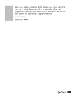 Liste des responsables de la gestion des exemptions des pays et