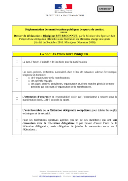 D&eacute;claration manif sport combats discipline RECONNUE