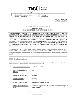 Rajustement de contrat final TransForce Inc. (TFI)