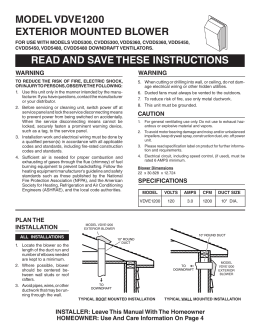 read and save these instructions model vdve1200 exterior