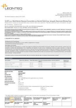 14.20% pa Multi Barrier Reverse Convertible sur Barrick