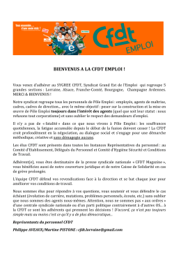Vous venez d`adhérer au SYGREE CFDT