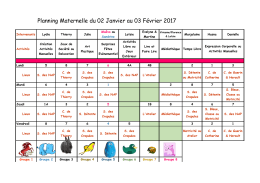Planning Maternelle du 02 Janvier au 03 Février 2017