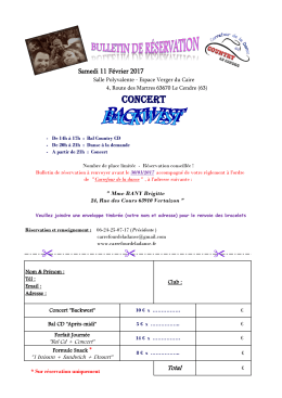 Le bulletin de r&eacute;servation