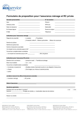 Formulaire de proposition pour l`assurance ménage et RC privée