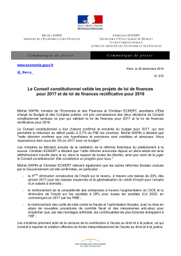 Le Conseil constitutionnel valide les projets de loi de finances pour