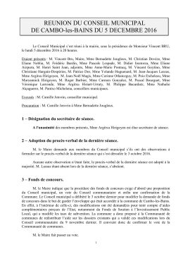 Compte rendu du conseil municipal du 5 - Cambo-les