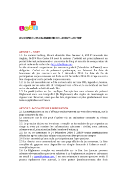 R&egrave;glement du jeu concours