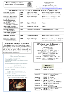 ANNONCES SEMAINE du 24 d&eacute;cembre 2016 au 1 janvier 2017