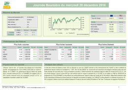 mercredi 28 décembre 2016 Journée Boursière du