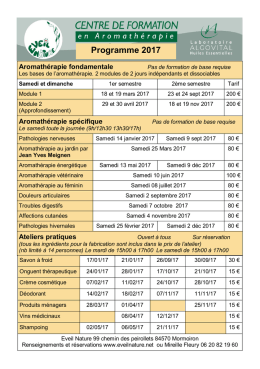 Programme 2017 - Formations en aromath&eacute;rapie et phytoth&eacute;rapie