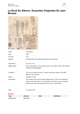 Le Bruit Du Silence. Gouaches Originales De Jean Berque.