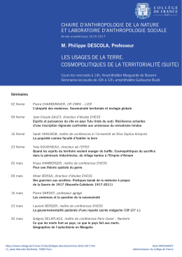 les usages de la terre. cosmopolitiques de la territorialité (suite)