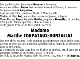 Madame Marthe CORPATAUX-DONZALLAZ