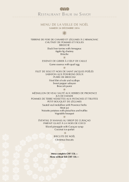 Page 1 RESTAURANT BAUR IM SAVOY MENU DE LA VEILLE DE