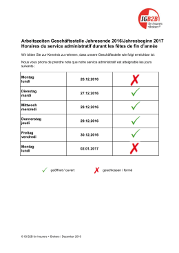 Arbeitszeiten Geschäftsstelle Jahresende 2016