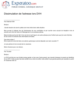 Dissimulation de l`adresse lors DVH