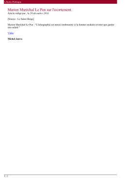 Marion Mar&eacute;chal Le Pen sur l`avortement.