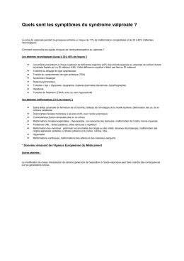 Quels sont les sympt&ocirc;mes du syndrome valproate ?