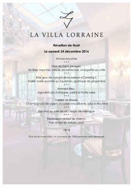 Christmas Menu - La Villa Lorraine