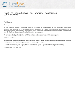 Droit de reproduction de produits d`enseignes commerciales