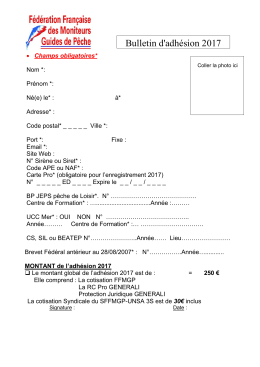 Bulletin d`adh&eacute;sion 2017