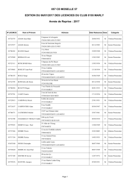 057 CD MOSELLE 57 EDITION DU 26/12/2016 DES
