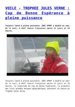 VOILE - TROPHEE JULES VERNE : Cap de Bonne Esp&eacute;rance &agrave;