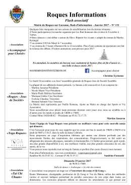 Flash associatif mensuel - Mairie de Roques sur Garonne