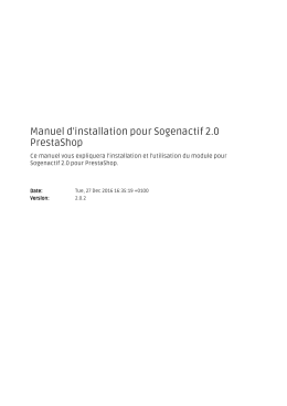 Manuel d`installation pour Sogenactif 2.0 PrestaShop