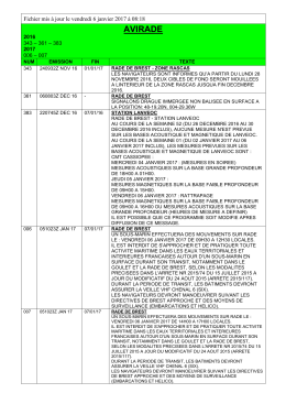 AVIRADE en vigueur le jeudi 29 d&eacute;cembre 2016 08h18