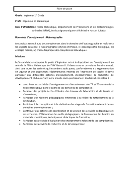 Fiche de poste Grade - Institut Agronomique et V&eacute;t&eacute;rinaire Hassan II