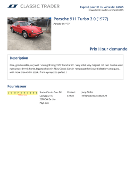Porsche 911 Turbo 3.0 (1977) Prix ​​sur demande
